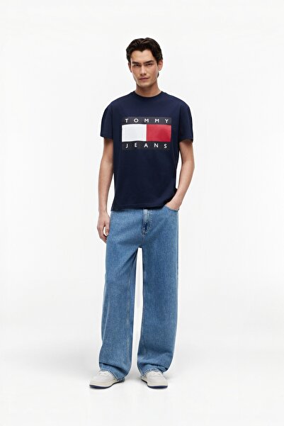 Tommy Hilfiger TJM REG BIG FLAG SS TEE EXT Erkek Mavi T-Shirt - DM0DM22645