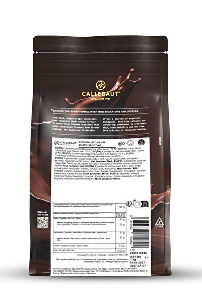 Callebaut Signature Collection Rustic São Tomé Bitter Çikolata 1 Kg