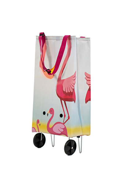 loca sweet home - Tekerlekli Katlanabilir Alışveriş Çantası 20x54x35 Cm Çiçek...