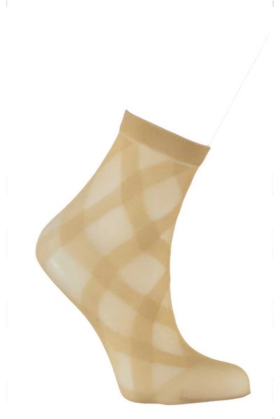 diclecollection 2 Pairs of Patterned Skin Color Tulle Socks, Trouser Socks, Short Socks, Women's Socket Socks