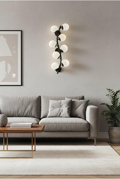 Elizim Home Lighting Sarmaşık Black Glass and Black Body Modern Wall Sconce