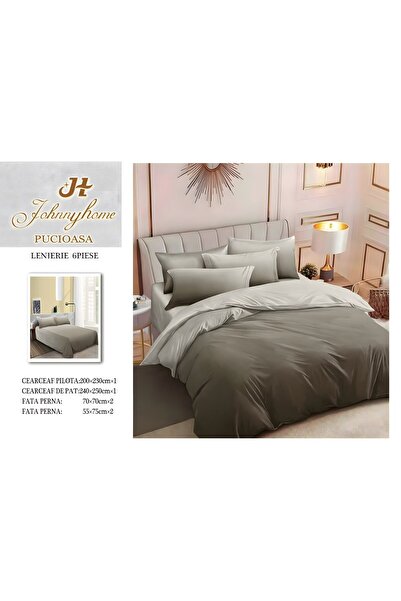 naniland.ro Lenjerie de Pat Bumbac Satinat 2 Persoane 6 Piese fără Elastic 20...