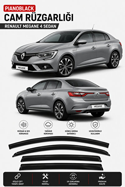 GR-Dizayn RENAULT MEGANE 4 SEDAN 2016+ ARACA ÖZEL PİANOBLACK CAM RÜZGARLIĞI A+