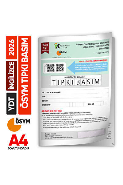 Karakutu Yayınları 2026 YKS YDT İngilizce ÖSYM Tıpkı Basım Çıkmış Soru Deneme...