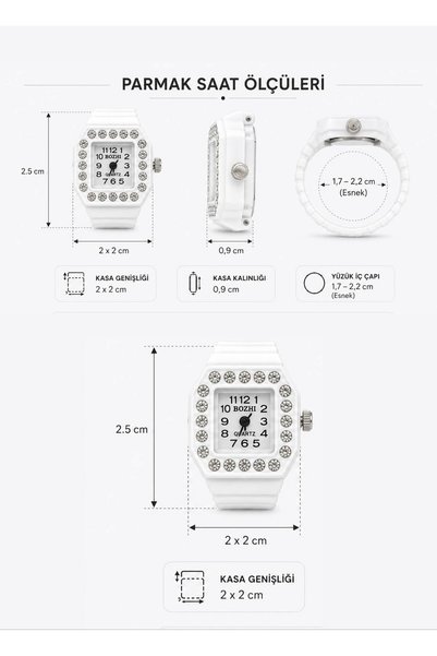 Alvora Colorful Mini Finger Watch Stylish Crystal Stone Quartz Ring Watch