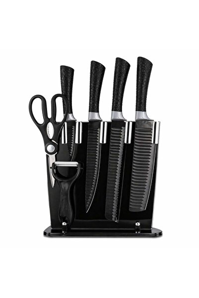 OEM Set cutite bucatarie 6 piese cu foarfeca si curatator, 28x9 cm
