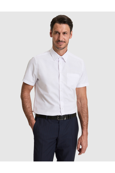 Pierre Cardin White Regular Fit Short Sleeve Shirt 50325339-Vr013