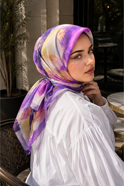 EBRUTESETTÜR Modern Floral Pattern Scarf Series Purple