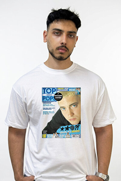 Anetos Eminem_62 Design Printed Oversize White T-Shirt