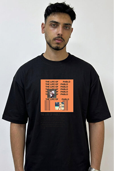 Anetos The Life of Pablo Μπλουζάκι Oversize με Τυπωμένο Σχέδιο σε Μαύρο Χρώμα