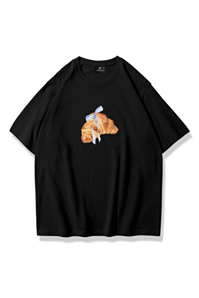 Cupla Tricou cu panglică Croissant pentru femei, negru