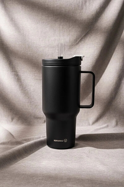 KORKMAZ Freedom 1 L Stainless Steel Thermos Cup with Straw |   Hot and Cold B...