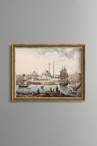epiqart New Mosque and Istanbul Port - Vintage Patterned Painting - Fine Model