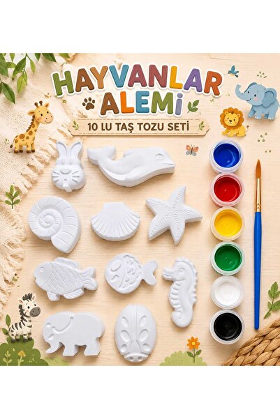 HAYVANLAR ALEMİ TAŞ TOZU BOYAMA 10 LU