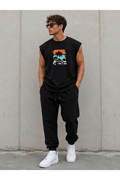 herkesemoda Tricou cu guler tip ciclism, cu mâneci scurte și detaliu palmier