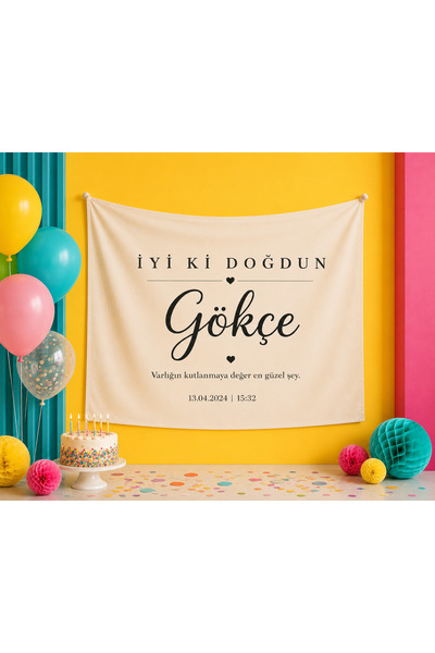 ARSLAN BAYRAK REKLAM PROMOSYON Birthday Banner Banner Flag Wall Covering Back...