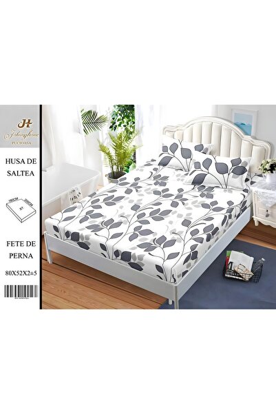 PlayFun Satin Cotton Bed Cover 2 Persons 3 Pieces with Stretchy 180x200 cm, M...