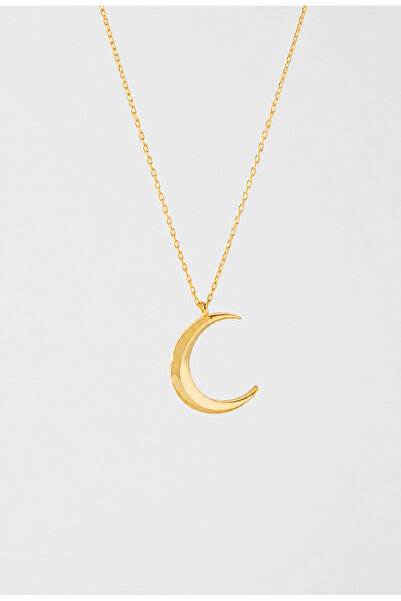 Rexven Ay Hilal Kolye 925 Ayar Gümüş GOLD Renk