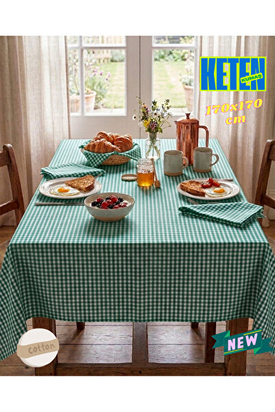 zera collection Piti Square Linen Tablecloth - Tightly Woven. Picnic-Kitchen-...