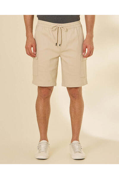 REDTAG Men Beige Cargo Shorts