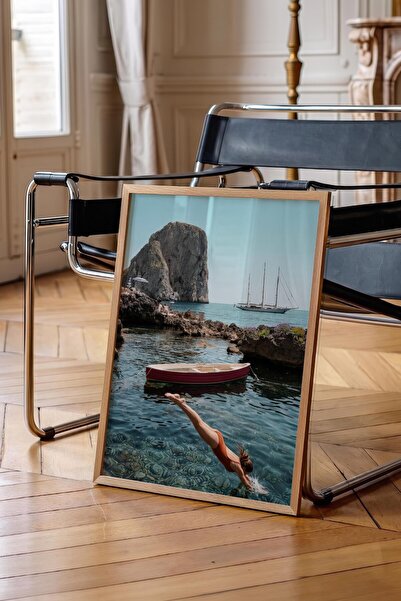Postifull Sea and Sailboat Poster, Wooden Framed Poster, Old Money Series, No...