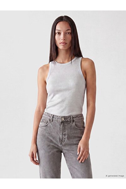 LC Waikiki Lcw Everyday Gray Crew Neck Shiny Textured Women's Undershirt