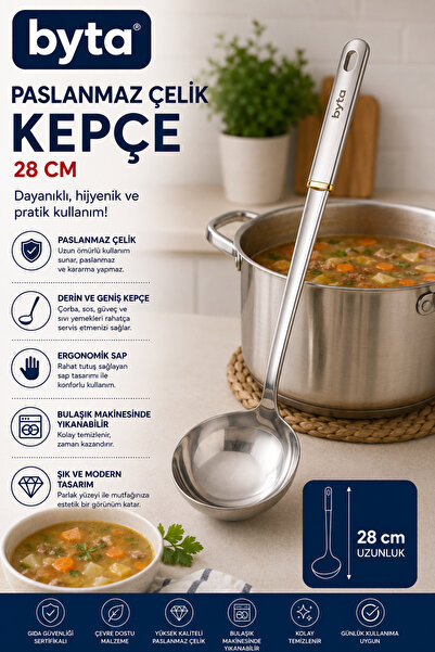 BYTA 28 cm Stainless Steel Soup Ladle – Deep Serving Ladle, Durable Kitchen L...