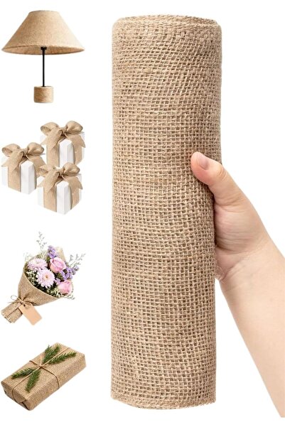 Home Zone Natural Burlap Fabric Roll 48 cm - 5 Yard Jute Fabric Ribbon for Pa...