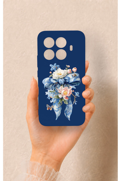 Vip Case Mi 15T PRO Uyumlu Mavi Kurdeleli Çiçek Desenli Silikon Kılıf