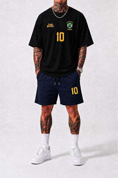 ZAVIXO Men's Premium Oversize T-Shirt and Shorts Set Brazil 10 Printed