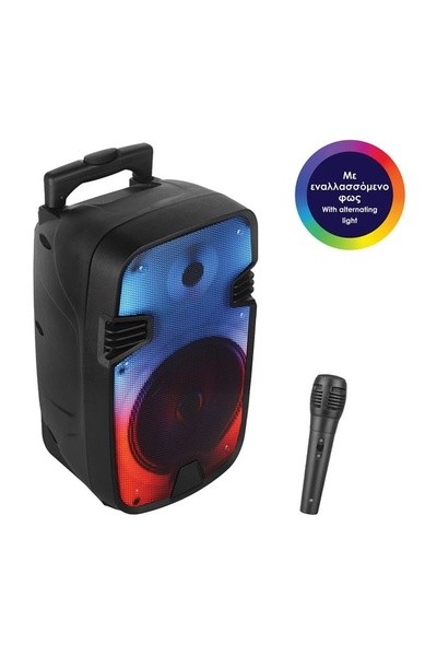 Jumbo Boxă karaoke Bluetooth portabilă 20W, LED RGB, microfon inclus, radio F...