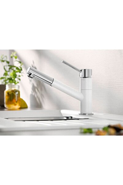 Blanco Kano-S Soft White-Chrome Μπαταρία Κουζίνας Με Αποσπώμενο Ντουζ
