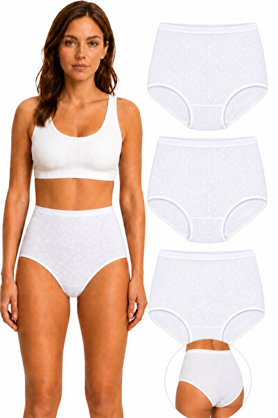 westicgiyim 3 Pack 100% Cotton Hearted Bato Women's Panties High Waist Wide Fit