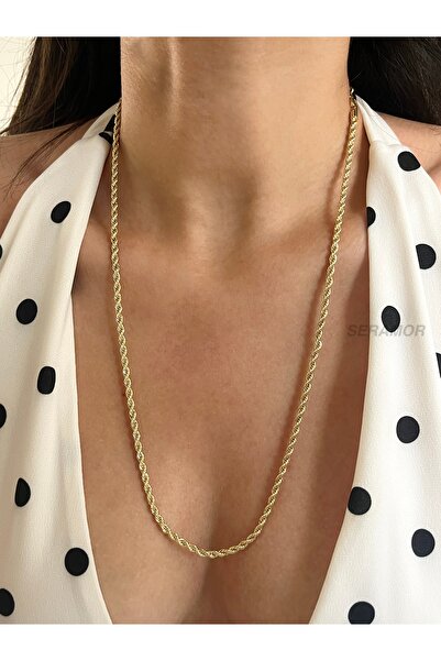 SERAMOR 14k altın renginde kuyumcu model xupıng burgu kolye 60 cm