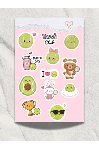mimushop Mimu Tenis Sticker Seti 12'li - Laptop ve Matara Dekoratif Sticker K...