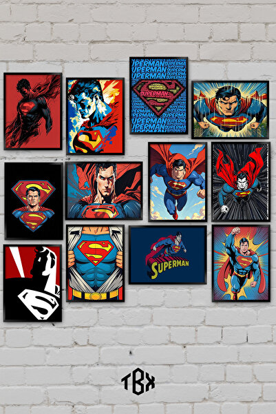 tablomaxtbx Set de pictură decorativă MDF cu 12 piese Superman DC Comics Clar...