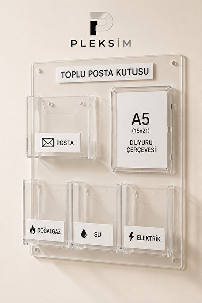 ulusoypleksi Şeffaf Pleksi Toplu Posta Kutusu A5 Duyuru Çerçeveli Duvar Tipi ...