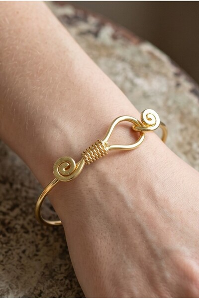 NBS Beautiful Naturel Stones Brass Women's Bracelet Quality Gold Color