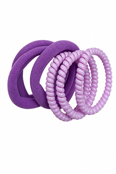 Jack Ferrero Purple Color Fabric and Spiral Design Hair Clip Set - 5 Pieces o...