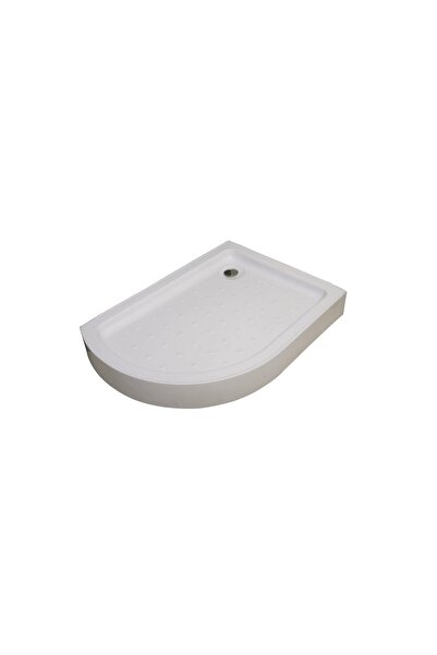 Karag Flora 650 Ημικυκλική Ασύμμετρη Ακρυλική Ντουζιέρα Δεξιά 80x100x5,5cm Λευκή