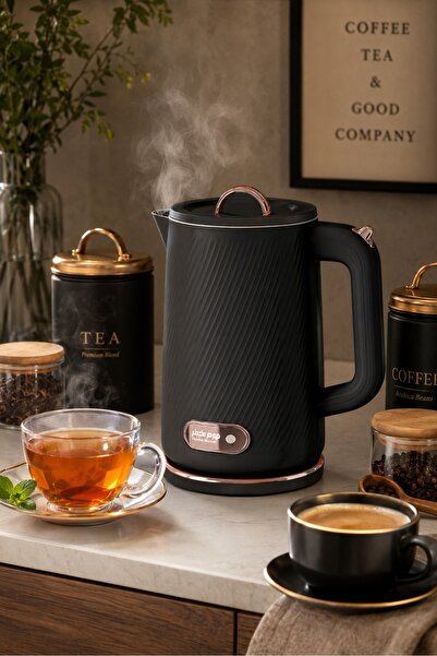 Generic Electric Kettle 1.8 Litres Black Color Double Wall Safe for Corners w...
