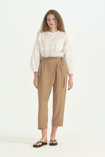 Nihan Anvelop High Waist Modal Pants - Camel