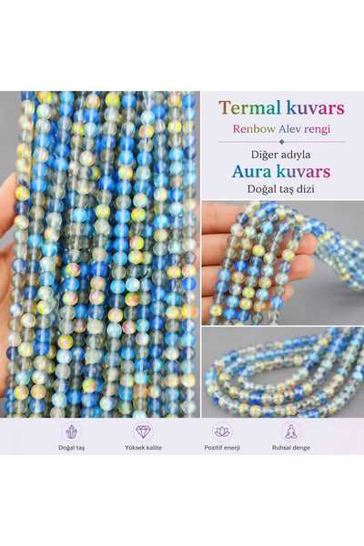 best bioenerji taş terapi Thermal Quartz Rainbow Natural Stone Strand – 8 mm ...