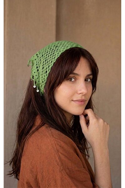 EsSo butik Women's Hand-Knitted Metal Sequin Detailed Mesh Bandana Hair Acces...
