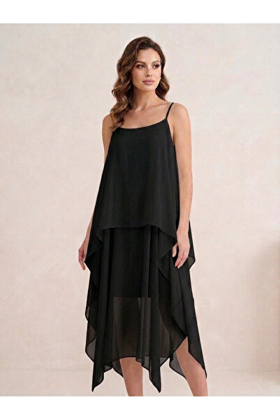 Lovely butik Ασύμμετρο κομψό μίντι φόρεμα με λεπτομέρεια στρώσεων και λουράκι...