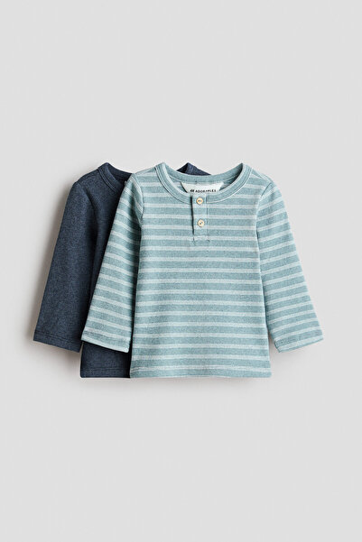 H&M 2'li Pamuklu Sıfır Yaka Üst