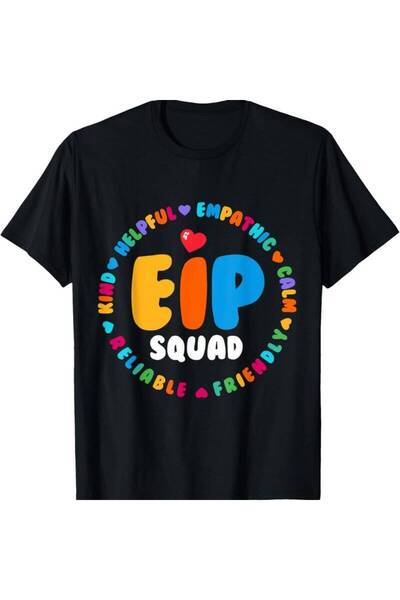 12 Teknoloji تي شيرت فريق EIP Squad لبرنامج التدخل المبكر ECSE أسود مع تصميم ...