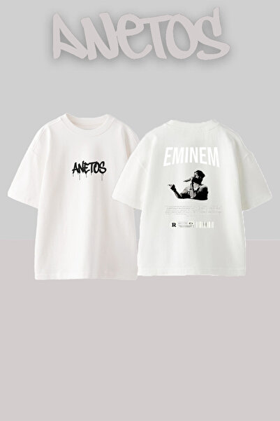 Anetos Eminem Rapper_17 Design Printed Unisex Oversize White Tshirt