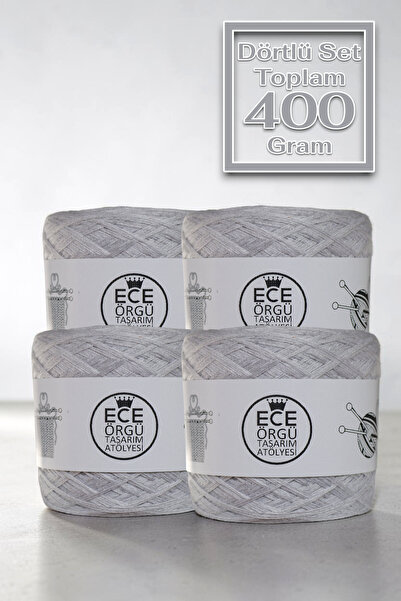 Ece Örgü Tasarım Atölyesi Light Gray, Multi-Strand Mercerized Cotton Knitting...