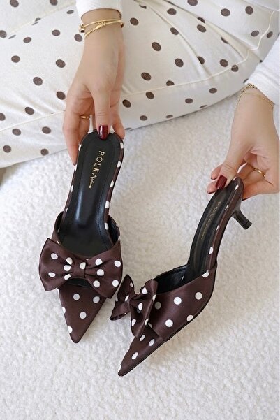 POLKA STORE Lovely Women's Pointed Toe Bow Detailed Short Kitten Heel Slipper...
